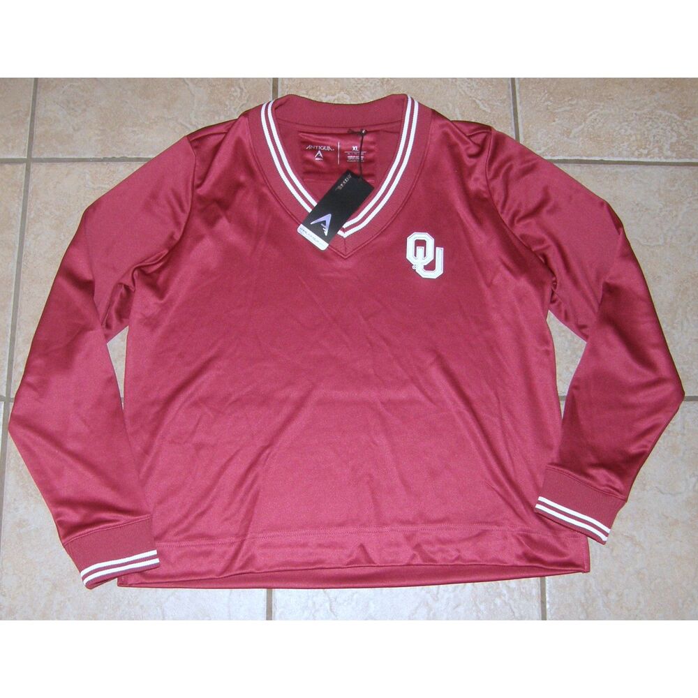 ANTIGUA Maroon Sz XL Long Sleeve OLKLAHOMA SOONERS Athletic Logo Shirt NEW NWT